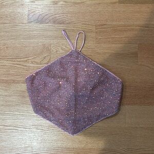 EUC - Tie Back Bandana-Style Pink Sequin Top - Small